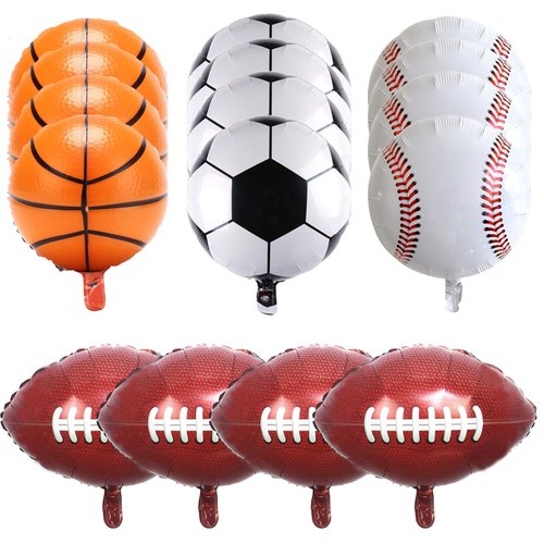HILAVO Sports Foil Balloon Set, 16PCS Baseball Balloons Soccer Balloons Basketball Balloons Football Balloons Sports Birthday Party Decorations for Boys Birthday Baby Shower Sports Themed Party