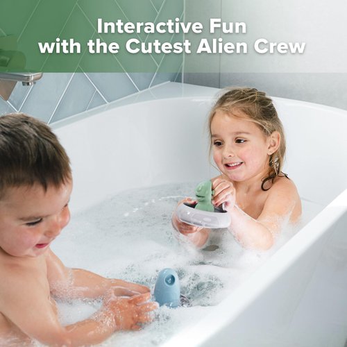 Haakaa Alien Explorers Baby Bath Toys, Food Grade Silicone Toddler Squirt Water Toys for Bathtubs/Swimming Pools/Beaches, Detachable Mold Free Floating Tub Toys for Kids Ages 1-3 (Tympani+Rocket)