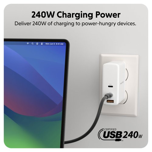 HyperJuice 240W Silicone USB C to USB C Cable (6ft/2m) for All Devices. Durable 240W USB-C Charge Cable. Portable, Tangle-Free Design, Over-Temperature Protection. Charges Any USBC to USBC Device