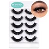 Savannah Silk, Hermosa 3D Mink Lashes, 5-Pair Pack in One Box, Black Cotton Band with Light Eeight Hair, Reusable for 20+ times each pair, Handmade Dramatic Eyelashes, Fluffy D114