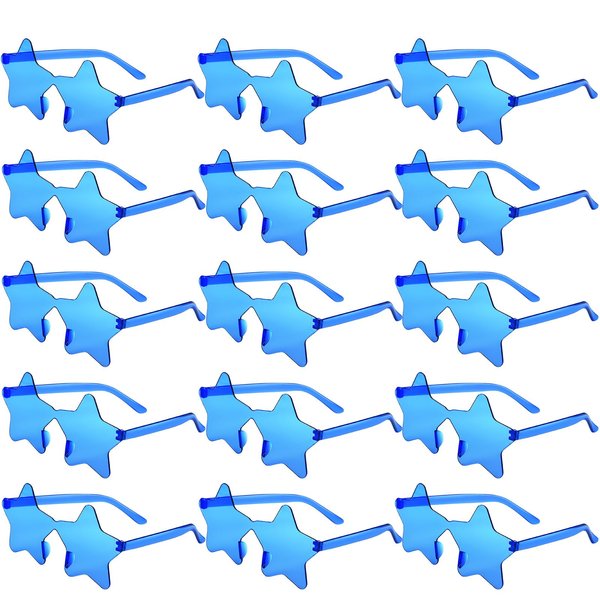 PLULON 15 Pairs Star Sunglasses Bulk Rimless Star Shape Sunglasses for Kids Star Glasses Bachelorette Party Sunglasses Star Party Favors for Women Kids Adult - Blue