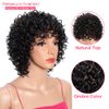 Rebecca Fashion 8" Highlight Brown Wigs for Black Women Human Hair, Short Curly Wigs with Bangs, 10A Brazilian Virgin 150% Density, Wear and Go Glueless Wigs (Black Mixed Brown)