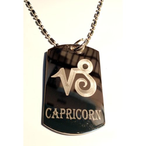 Celtic Zodiac Signs Sign Capricorn Symbol - Military Dog Tag, Luggage Tag Key Chain Metal Chain Necklace