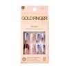 GoldFinger Trendy False Nails Kit, Long Squoval Design Nail, Playful Simple Artistic Sheer Nude Print, Ready to Wear Gel & Manicure Stick included, Long-Lasting Convenient & Easy to Apply
