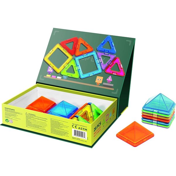 Magformers Pop Up Box 28 Pc Set | Magnetic Tiles Building Blocks, Educational Kit, STEM Toy Set | Magnetic Building Tiles for Kids to Develop Problem-Solving Abilities and Shape Recognition