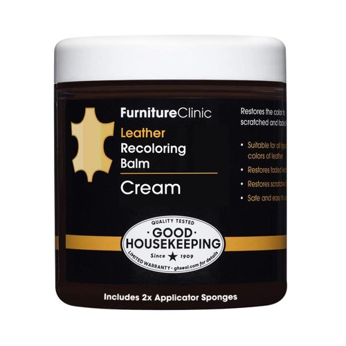 The Original Leather Recoloring Balm by Furniture Clinic - 16 Color Options - Leather Repair Kit for Furniture - Restore Couches, Car Seats, Clothing - Non-Toxic Leather Repair Cream (Cream)