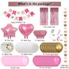 MSMANCY Pink Birthday Decorations for Women with HAPPY BIRTHDAY Banner Curtains Heart Star Balloons for 16th 18th 21st 30th 40th 50th 60th Birthday Party Supplies (Pink)