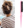 Teasing Brush, Teasing Hair Brush, Plastic Handle Teasing Comb,Travel Portable Nylon Hair Beard Brush Styling Tool for Hair Sectioning for Edge Control Backcombing (Pink)