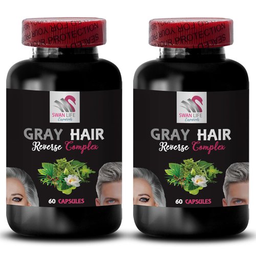 Hair care solution - GRAY HAIR REVERSE - Renew hair color, Color restoration, Hair tone, Age-defying hair, Vibrant hair color, Hair enrichment, Hair revitalizer, Color boost, Radiant hair 2Bot 120Caps