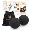 5BILLION Peanut Massage Ball - Double Lacrosse Massage Ball & Mobility Ball for Physical Therapy - Deep Tissue Massage Tool for Myofascial Release, Muscle Relaxer, Acupoint Massage (Black)