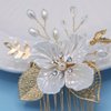 CASOLVX Bridal Small hair comb Crystal Hollow Leaf flower side comb suitable for brides bridesmaids and flower girls with wedding or Children's party 2PCS (Gold)