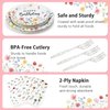 Lopeastar 100Pcs Wildflower Party Decorations Plates Set, Floral Paper Plates Napkins and Forks Flower Birthday Decorations for 25 Guests