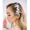 SWEETV Handmade Wedding Hair Comb,Pearl Flower Bridal Hair Clip Hair Accessories for Women Wedding