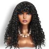 Limerence Long Curly Wig for Black Women Natural Black Curly Wig with Bangs，Curly Wigs with Bangs for Women 20 inch for Daily Use