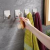 DELITON Adhesive Towel Hooks on Wall: Robe Hooks for Hanging Clothes Hats Stick on Bathroom/Kitchen SUS 304 Stainless Steel Silver