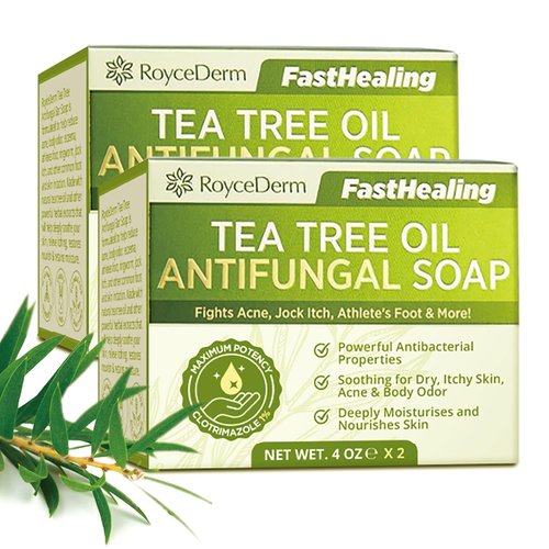 Roycederm Antifungal Antibacterial Tea Tree Soap: for Face &amp; Body Acne, Athlete&#39;s Foot, Tinea, Fo...