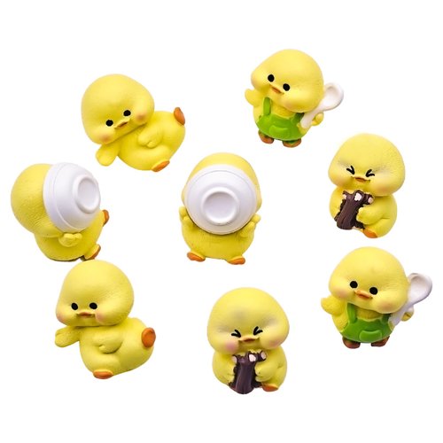 Keyrank Set of 8 Miniature Yellow Chicken Figurines Dollhouse Decor Accessories Realistic Design Durable Resin Materials, DIY Fun Tiny House Decor for Party,Cake,Fairy Garden Decoration