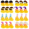 Guiqulai 24 Set Mini Rubber Ducks with Wig Necklace and Sunglasses, Rubber Squeaky Ducks Bath Toys Small Rubber Duckies Bulk Cute and Funny Bathtub Toys for Birthday Shower Party Favor