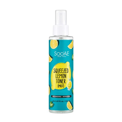 Soo'AE Squeezed Lemon Toner Mist - Facial Toner with Vitamin C, Lemon Extract, Hyaluronic Acid to Hydrating and Tone Skin, Alcohol-Free Oil-Free Astringent, Great for Oily/Combination/Acne Prone Skin
