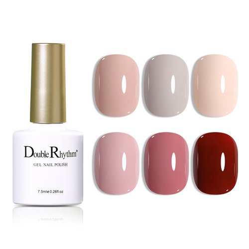Double Rhythm Gel Nail Polish Set of 6 Colors Baby Light Pastel Milky Nail Polish Starter Kit Art...