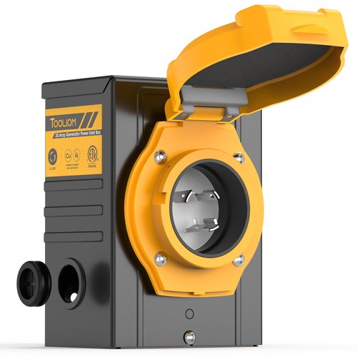 TOOLIOM 30 Amp Generator Power Inlet Box, 3-Prong NEMA L5-30P Power Inlet Box for 30 Amp Generator Cord, 125 Volt, 3750 Watts, Weatherproof 30 Amp Generator Inlet Box with Light Indicator, ETL Listed