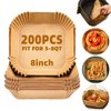 Air Fryer Liners Disposable,200Pcs Parchment Paper,LYHOLKEER 8IN Disposable Air Fryer Paper Liners for 5-8QT Air Fryer, Non-Stick Air Fryer Liners Square Free of Bleach
