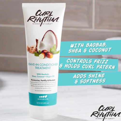 Curl Rhythm Leave-in Conditioner Treatment - Leave-in Conditioner for Curly Hair - Hair Conditioner with Shea, Coconut, and Argan Oil - 10 oz