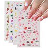 Ocean Nail Art Stickers Summer Nail Decals 5D Embossed Beach Self-Adhesive DIY Nail Sticker Cute Palm Tree Sea Shell Starfish Nail Supplies for Women Acrylic Nails DIY Nail Design Decoration 4 Sheets