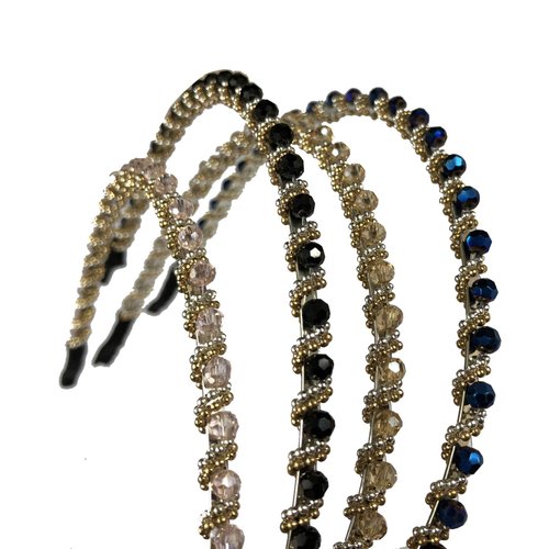 Otyou 4 Pack Hand Winding Bling Beads Hair Hoop Crystal Headband No Slipping Hair Band for Girls Hair Accessories