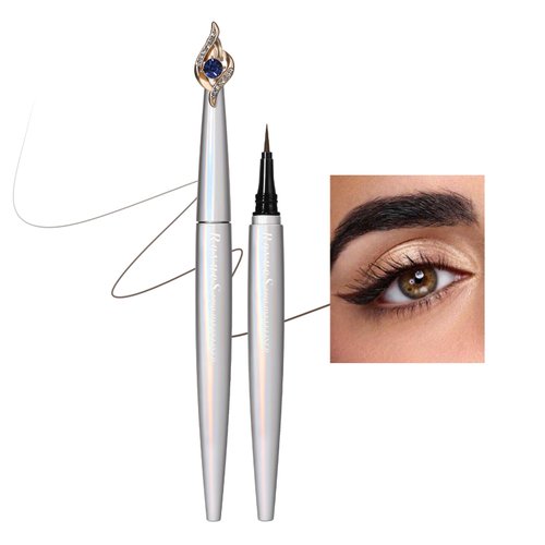 AKARY Wand Liquid Dark Brown Eyeliner Waterproof, Waterline Quick Drying Gel Eyeliner for Women Wing Eyeliner, Colored Long Lasting Eyeliner, Ultra Fine Brush Tip Pen for All-Day Wear, 02 Dark Brown