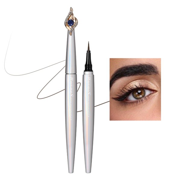 AKARY Wand Liquid Dark Brown Eyeliner Waterproof, Waterline Quick Drying Gel Eyeliner for Women Wing Eyeliner, Colored Long Lasting Eyeliner, Ultra Fine Brush Tip Pen for All-Day Wear, 02 Dark Brown