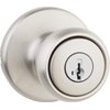 Kwikset Tylo Entry Door Knob with Lock and Key, Secure Keyed Handle Exterior, Front Entrance and Bedroom, Satin Nickel, Pick Resistant SmartKey Rekey Security and Microban