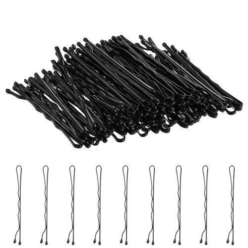 AOZUO 100PCS Bobby Pins, 5cm/1.96inch Wave Hair Pins Bobby Pins Metal Hair Clips Secure Hold Bobby Hairpins for Women Girls Buns Long Straight Curly Hair All Hair Types(Black)