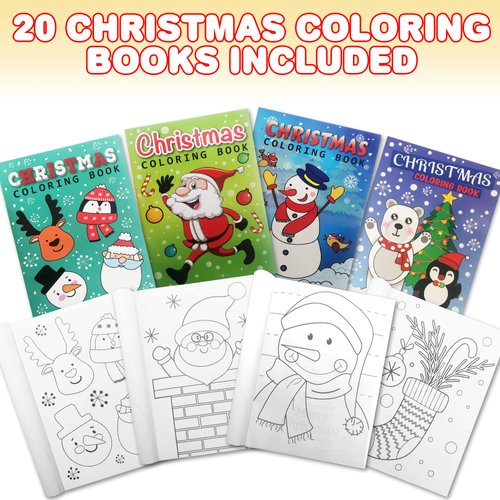 ArtCreativity 20Pack Christmas Coloring Book for Kids Bulk, Mini Christmas Coloring Books, In 4 Different Covers Christmas Party Favors Activities for Kids