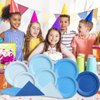 CMUSKO 60Pcs Blue Plates and Napkins-Light Blue Party Supplies Gradient Blue Disposable Tableware for Birthday,Baby Shower,Wedding