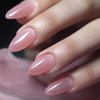 GLAMERMAID Nude Pink Press On Nails Short Almond, Handmade Jelly Soft Gel Nails Round Oval Fake Nails, Natural Pure Pink Stick Glue on Nails for Women, 30 Pcs Glossy Reusable Round Oval False Nail Kit