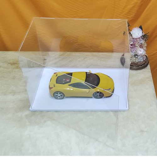 MECC Openable Clear Acrylic Display Case-Assemble Countertop Box with white Base for Display-Clear Display Box,Dustproof Protection Showcase for Figures Toys Collectibles (8x4x6inch/20x10x15cm)