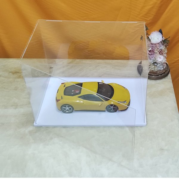 MECC Openable Clear Acrylic Display Case-Assemble Countertop Box with white Base for Display-Clear Display Box,Dustproof Protection Showcase for Figures Toys Collectibles (8x4x6inch/20x10x15cm)