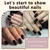 Bellelfin Coffin Press on Nails Short, 240Pcs Ballerina Black Fake Nails Kit Full Cover Acrylic Press on Nail with Glue Glossy Coffin Nails Press on False Nails for Women Girls Fingernails Artificial