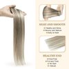 Remy Hair Extensions Clip in Human Hair for Women Ash Brown Highlights Platinum Blonde Clip on Brazilian Human Hair Extensions 20 Inch Straight Clip ins Human Hair Invisible Double Weft 60G 5 PCS