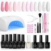 Beetles Gel Polish with Led Light Nail Lamp 6 Colors Manicure Kits with Base Top Coat Snow White Soft Pink Art Salon Diy Home Soak Off UV Manicure Set Gift for Girls Women