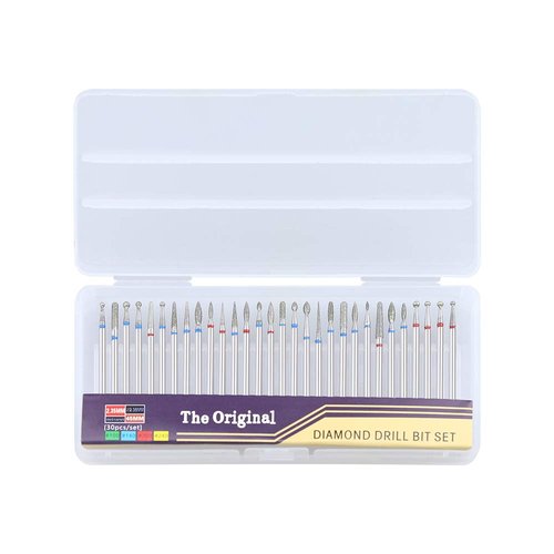 Aieil Professional Diamond Nail Drill Bit | 30 PCS Diamond Drill Set - Set of 30 pcs | 3/32" Shank, Perfect for doing surface work, shortening and backfill cutting