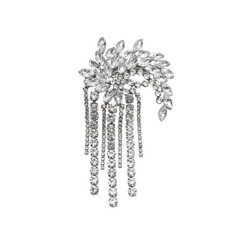 Vintage Glitter Sparkly Hair Barrettes, Crystal Flower Hair Clips French Vintage Barrettes, White Rhinestone Metal Hair Pins Hair Accessories for Women Girls (Type1)