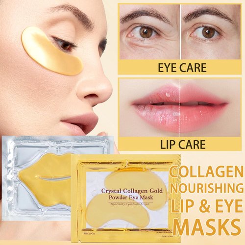 BliBling 30 Pairs Lip Masks & Eye Mask, Under Eye Patches for Puffy Eyes, Dark Circles, Wrinkles, Moisturizing Lip Mask Crystal Lip Pads, Crystal Collagen Eye Pads Skincare for Men & Women