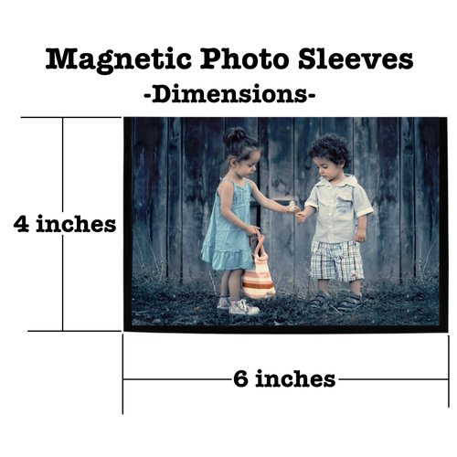 Iconikal Magnetic Photo Sleeves for 4x6 Pictures - Set of 11 - Easy Slide-in Display Pockets for Refrigerator & Metal Surfaces - Durable Filing Cabinet & Sheet Metal Memo Holders