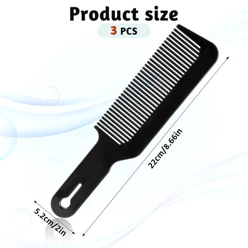 3 Pack Hair Cutting Combs Barber Combs Blending Comb Fine Tooth Styling Comb Heat Resistant Flat Top Comb for Home Salon Barber (Black)
