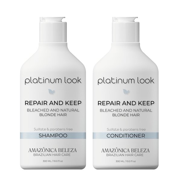 AMAZONICA BELEZA Blonde Purple Shampoo and Conditioner | Repairs, Moisturizes and Nourishes | Neutralizes Brassy Tones In Blonde Hair |10 Oz