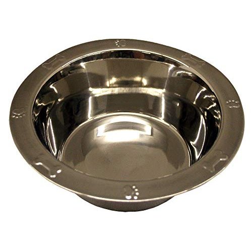 Indipets Wide Rim Paw Embossed Dog Bowl (32 Ounce)