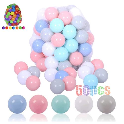 LANGXUN 50pcs Soft Plastic Balls - Toy Balls for Kids - Gift for Toddler Birthday Christmas, Ball Pit Play Tent, Water Toys, Kiddie Pool, Party Decoration