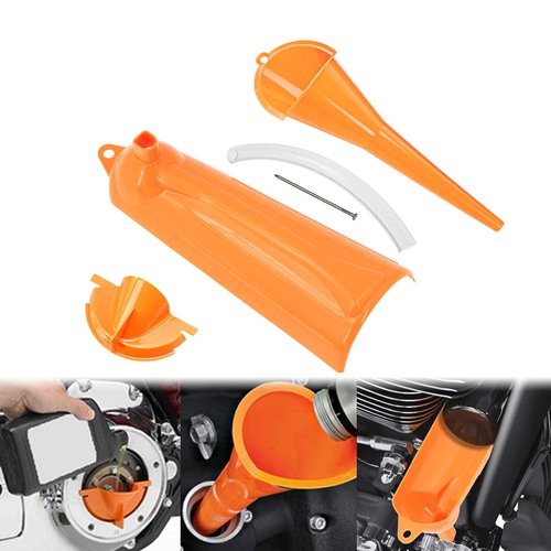 HDBUBALUS Crankcase Fill Funnel Primary Case Oil Fill Oil Filter Funnel Set Compatible with Harley 3 Pcs Orange